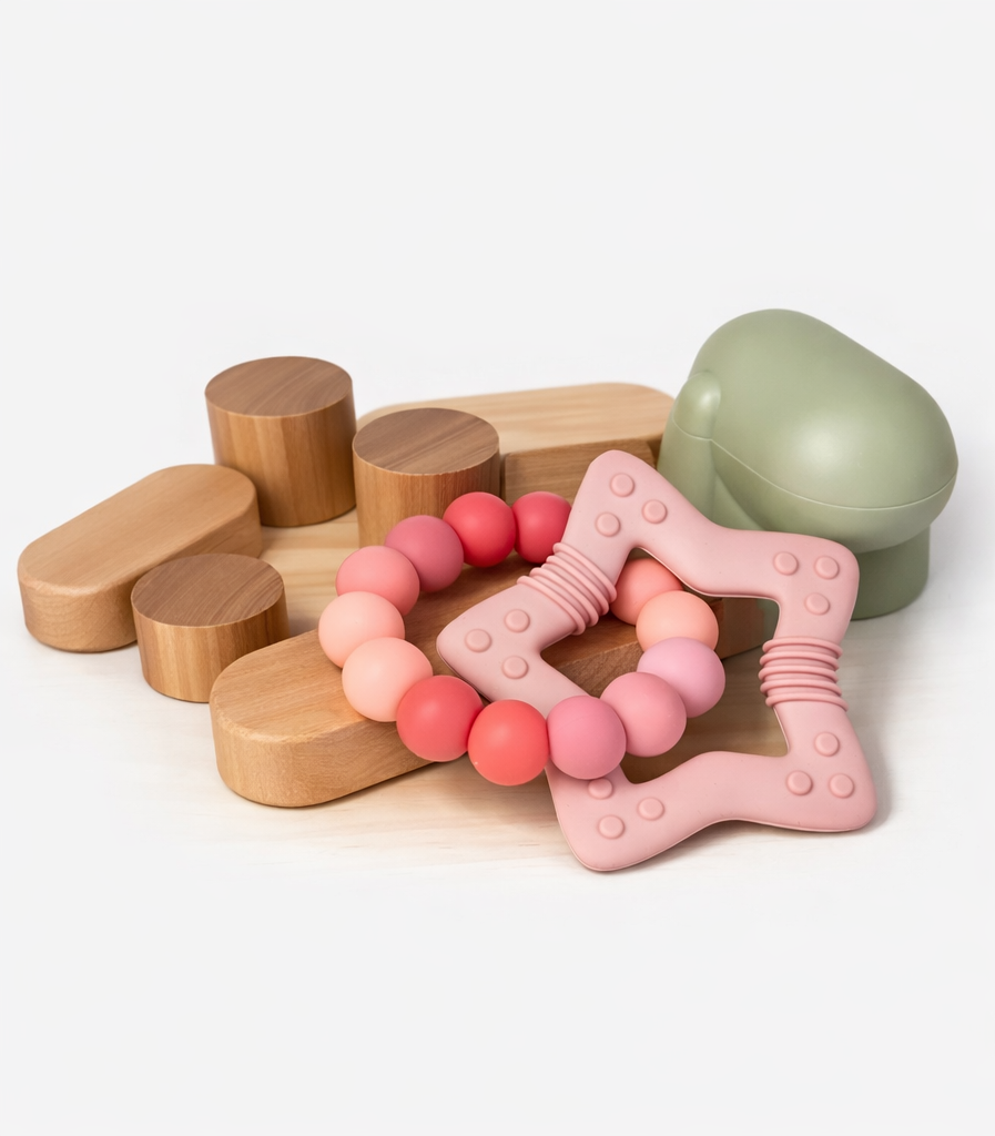 Blush Teething Ring with Silicone Star