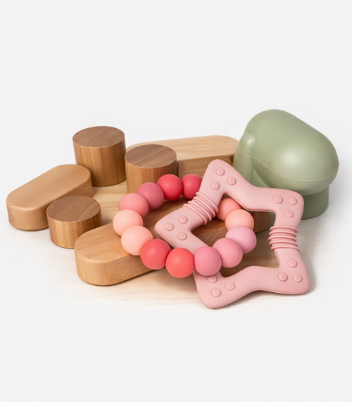 Blush Teething Ring with Silicone Star