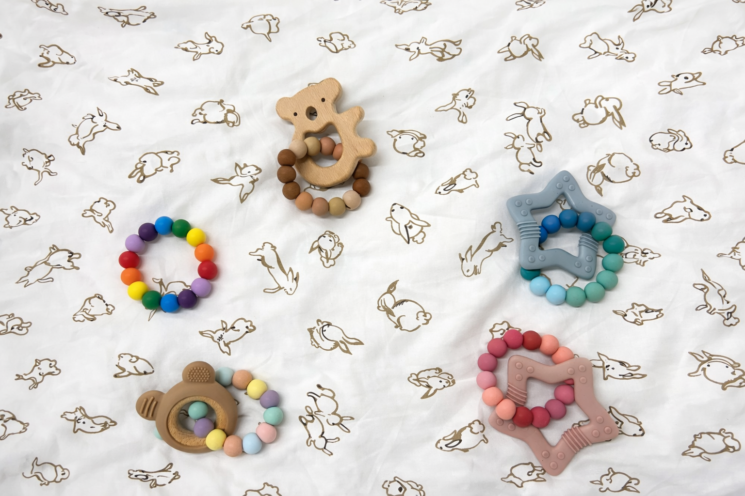 Blush Teething Ring with Silicone Star