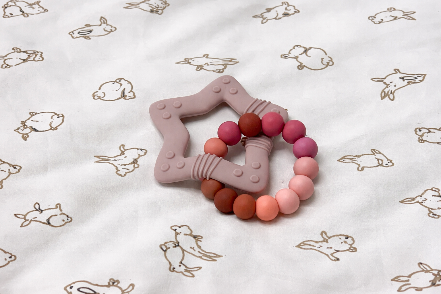 Blush Teething Ring with Silicone Star