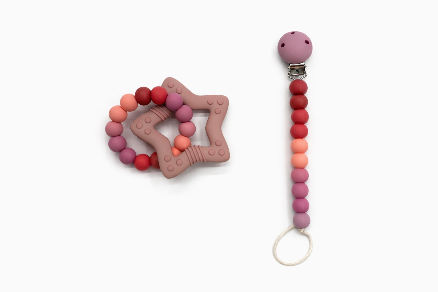Blush Teething Ring with Silicone Star